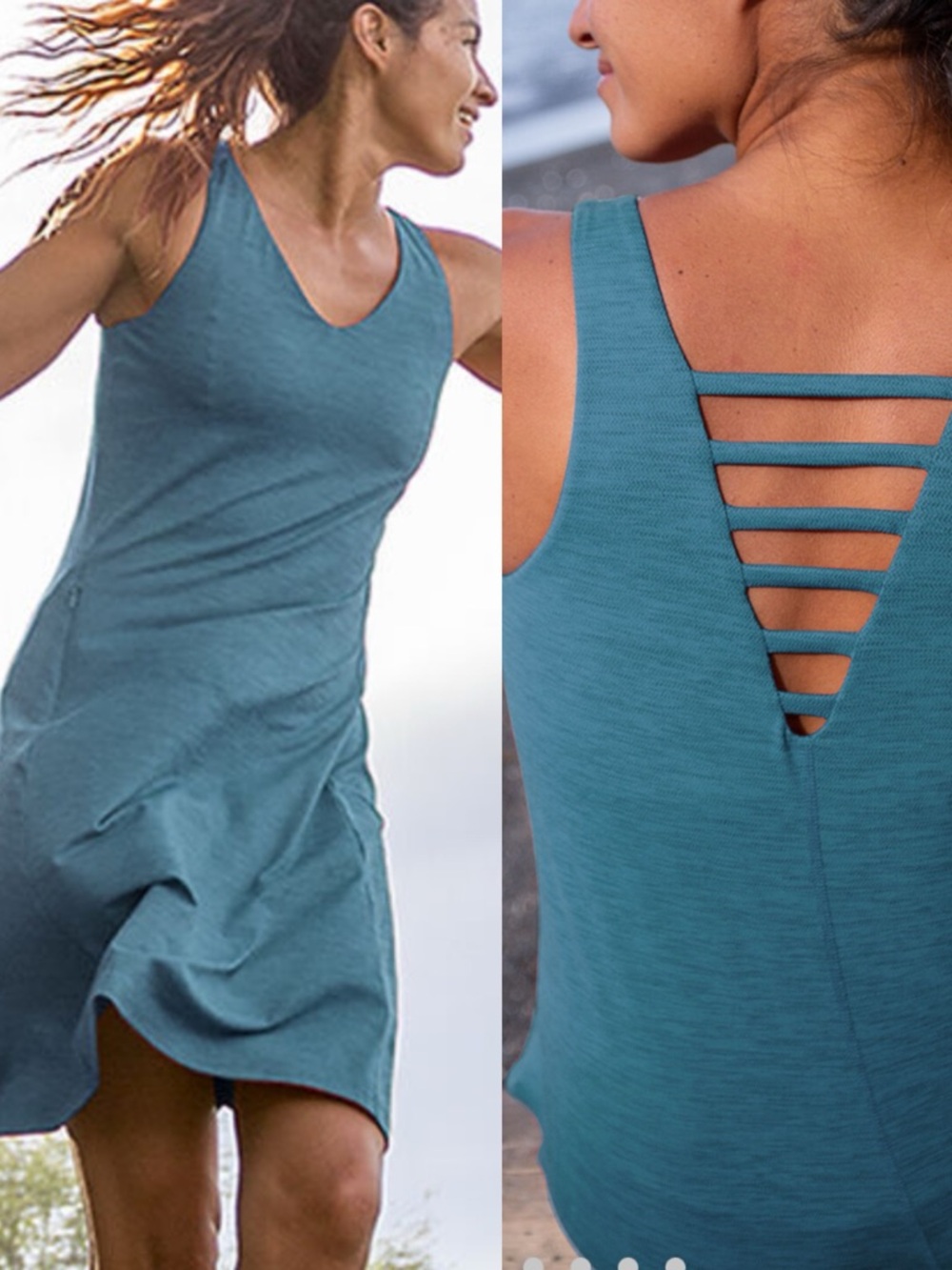 Toad & Co tomboy tech mini dress shelf bra teal size small